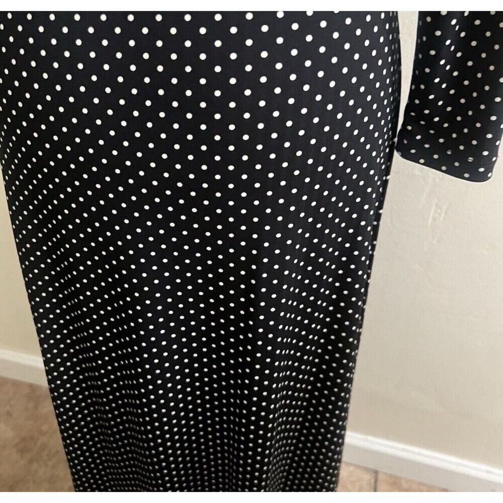 Talbots Black White Polka Dot Jersey Wrap Midi Dress Belted Size 4 Office Career - Picture 9 of 9